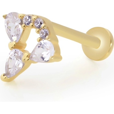 Lillian Vassago Zlatý piercing labreta květ se zářivými zirkony LLV92-GPI085LB