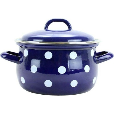 Belis Smaltovaný hrniec s pokrievkou PUNTÍK modrý 24 cm/6,1l