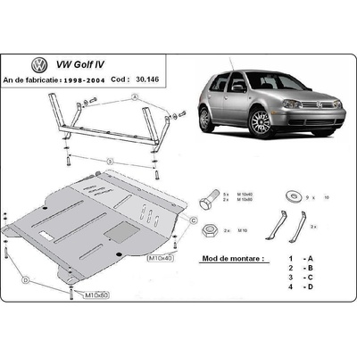 Scut Motor - Румъния Метална кора под двигател и скоростна кутия volkswagen golf iv от 1998 до 2004 (73580)