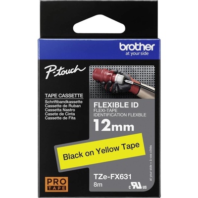 páska do štítkovača Brother TZe-FX, TZ-FX TZe-FX631 PET Farba pásky: žltá Farba písma:čierna 12 mm 8 m