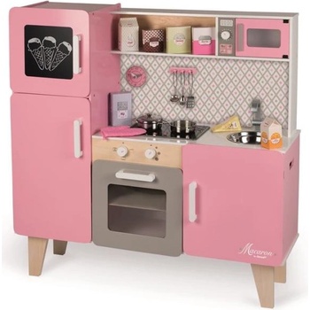 Janod Голяма дървена кухня Macaron розова с аксесоари и звуци