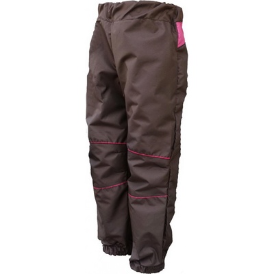 Dětské šusťákové kalhoty hnědo malinová