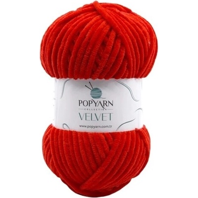 POPYARN Pletací příze Velvet B06 - červená