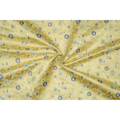 Brokát květinový, modro-zlatý