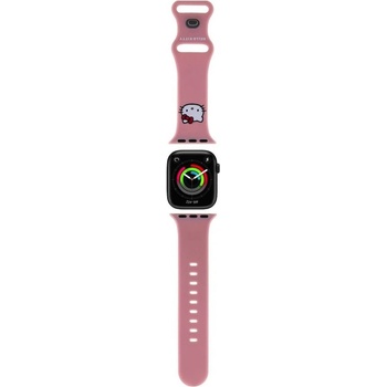 Hello Kitty Силиконова каишка за Apple Watch 38мм, 40мм, 41мм, 42мм (2024) - Hello Kitty Liquid Silicone Kitty Head Watch Strap (розов) (HKAWMSCHBLP)