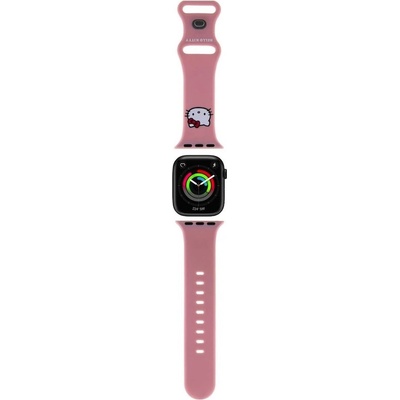 Hello Kitty Силиконова каишка за Apple Watch 38мм, 40мм, 41мм, 42мм (2024) - Hello Kitty Liquid Silicone Kitty Head Watch Strap (розов) (HKAWMSCHBLP)