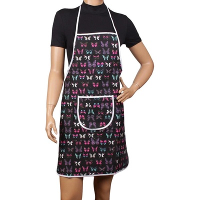 Престилка за готвене в черно с пеперуди