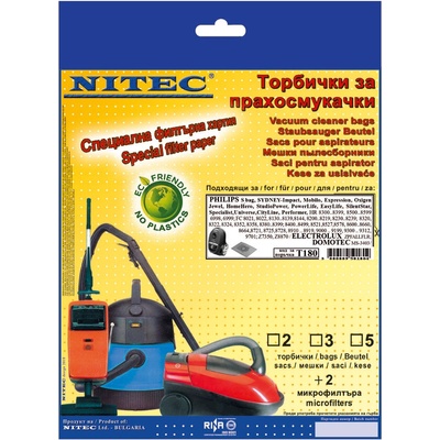 NITEC Торбички за прахосмукачки Т180 aeg, domotec, electrolux, philips, progress, zanussi (Рў180)