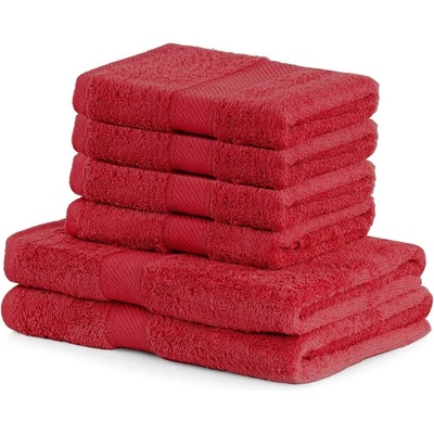 DecoKing Súprava 2 osušiek a 4 uterákov Bella červená 2 ks 70 x 140 cm, 4 ks 50 x 100 cm