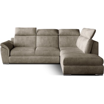 Eltap Бежов кадифен разтегателен ъглов диван с място за съхранение (десен ъгъл L форма) Loreto - ELTAP (Lor_71)