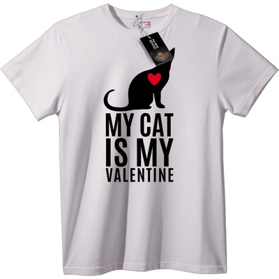 NOONEBRAND Тениска Котката е моят Свети Валентин - 2XL, Black