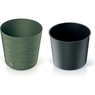 PROSPERPLAST Květináč FURU ROUND 30 cm - zemitě zelená