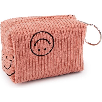Klíčenka Dívčí pouzdro smajlík 9x6 cm - korálová světlá