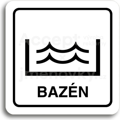 ACCEPT Piktogram bazén - bílá tabulka - černý tisk