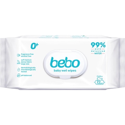 Bebo Влажни кърпички Bebo - С 99% вода, 72 броя (630)
