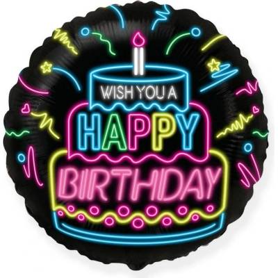 Flexmetal Фолиев Балон "Happy Birthday" - Неон, 48 см (401598)