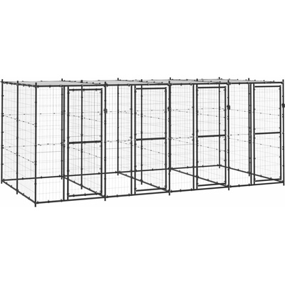 vidaXL Venkovní psí kotec se střechou ocel 9,68 m² 440 x 220 x 180 cm 9799.3082251