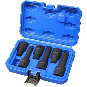 MAR-POL M66417 Hlavice rázové zástrčné 1/2" XZN(spline) M14, M16, M18, sada 6ks