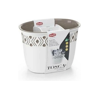 STEFANPLAST TOSCA Odkapávač na příbory 19,5x13,5x14 cm bílá se světle hnědou
