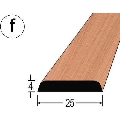 Lišta krycí buk fólie 25x4mm, délka 240cm