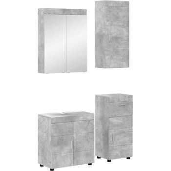 vidaXL Комплект мебели за баня TULUM 4 pcs Циментено сиво (3398047)