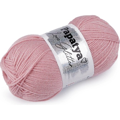 Pletací příze Papatya Love Glitter 100 g, střední, 9 (4120) pudrová AB