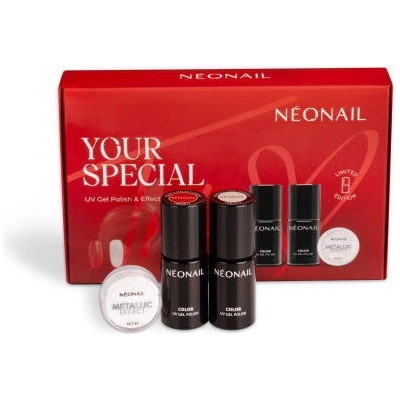 NeoNail Your Special Trio NEONAIL UV Gel Polish gélový lak na nechty s použitím UV/LED lampy 2 x 7,2 ml + NEONAIL Metallic Effect trblietavý prášok na nechty 2 g