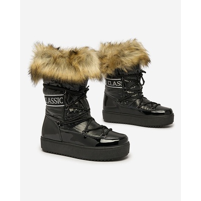 Resti Black slip-on boots a'la snow boots for women Gomllo čierne hnedé