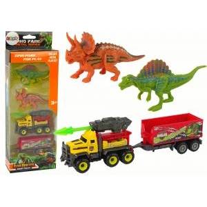 LEAN Toys Dinosaurs Set Rocket Car With Trailer Yellow