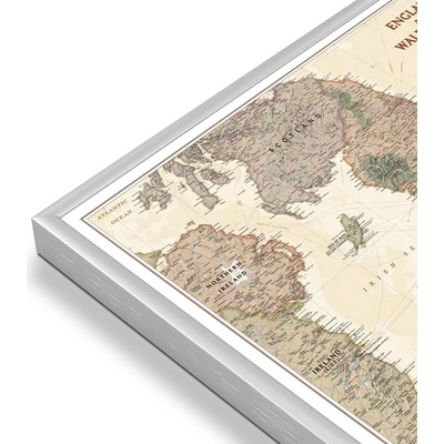 National Geographic Anglie a Wales - nástěnná mapa Executive 75 x 90 cm Varianta: mapa v hliníkovém rámu, Provedení: stříbrný rám