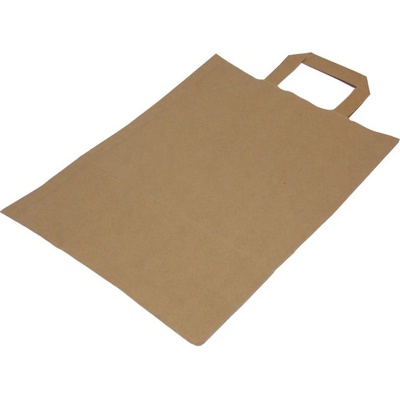Papierová taška s plochým uchom, dĺžka 35 cm, šírka 26 cm, záložka 12 cm, hnedá