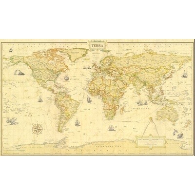 Columbus Svět - nástěnná mapa TERRA 100 x 60 cm Varianta: bez rámu v tubusu, Provedení: laminovaná mapa v lištách