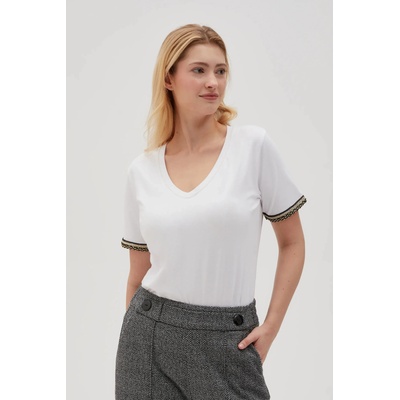Moodo Бяла базова тениска с V-образно деколте Moodo | Byal | ЖЕНИ | XS