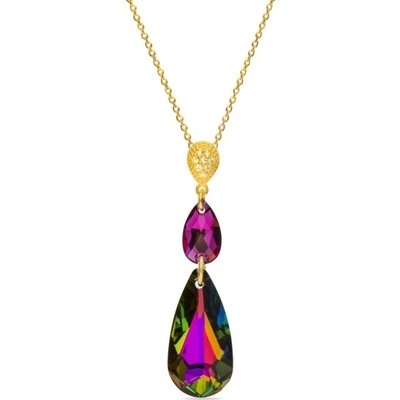 Spark se Swarovski elements double teardrop gold 9100 Fuchsia