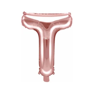 PartyDeco Балон от фолио Mini - Буква Т 35см розово златен
