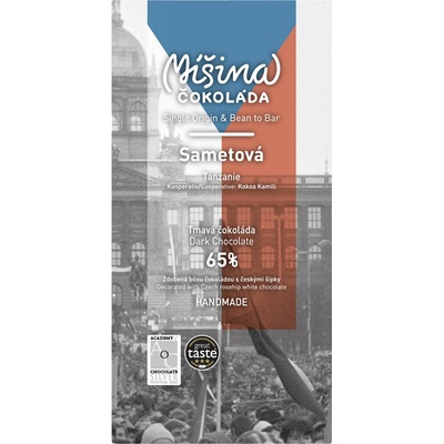 Míšina 65% SAMETOVÁ hořká s bílou čokoládou se šípky 50 g