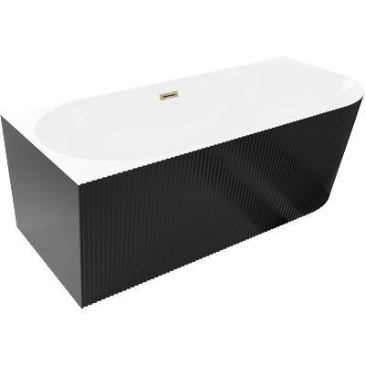 Mexen Silo свободно стояща ъглова лява вана с релеф 150 x 75 см, бяла/черна, златен прелив - 52891507575L-50 (52891507575L-50)