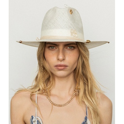 Ruslan Baginskiy Chain Strap Straw Fedora Hat