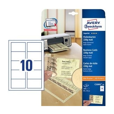 AVERY Quick&85x54 mm, 220g, 10 listů, béžové C32095-10