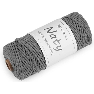 Bavlněná pletací příze macrame Naty Ø3 mm rozčesávací Varianta: 20 šedá, Balení: 1 ks 59042/151244/273287
