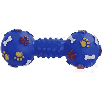 Uniq Pets vinylová pískací činka s tlapkami modrá 19 cm