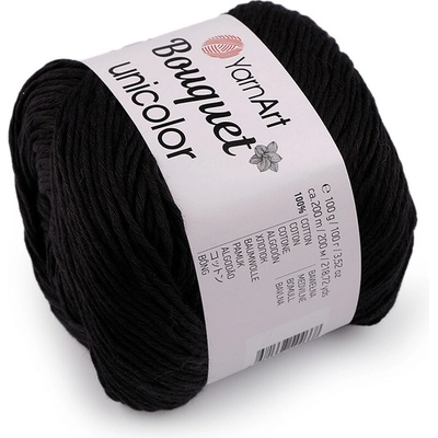 Bavlněná pletací příze Bouquet Unicolor 100 g Varianta: 13 (3202) černá, Balení: 1 ks 58575/149752/269419