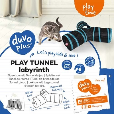Duvo + Hrací tunel pre mačky s loptou a zvončekom v tvare Y 80x25cm