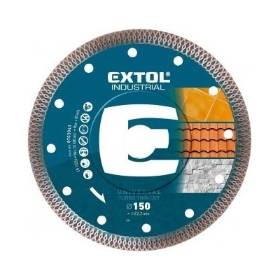 Extol Industrial 8703041 kotouč diamantový řezný turbo Thin Cut - 115x22,2 mm, suché i mokré řezání