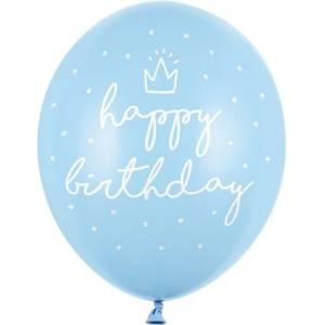 Party Deco Латексови Балони, Светло Синьо ''Happy Birthday'' 30см (SB14P-244-011)
