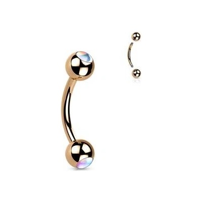 Šperky4U zlacený piercing do obočí čiré kamínky OB1009-RDC