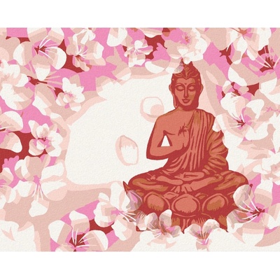 Zuty Malování podle čísel ČERVENÝ BUDDHA S KVĚTINAMI