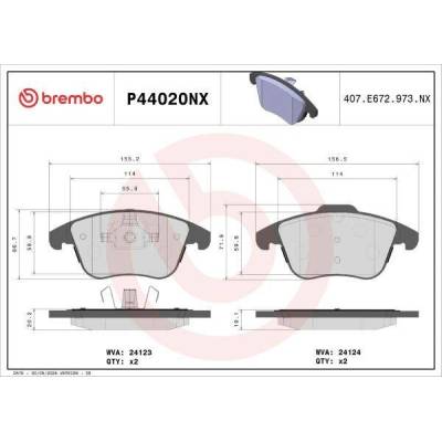 Sada brzdových destiček, kotoučová brzda BREMBO P44020NX