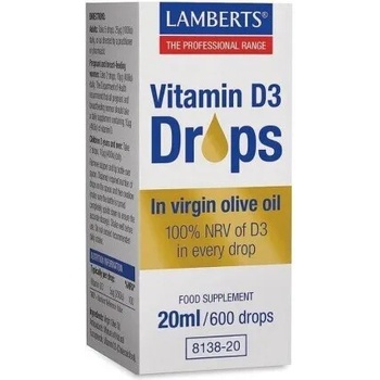 LAMBERTS Хранителна добавка витамин Д 3 течен, , Lamberts Vitamin D3 Drops 20ml