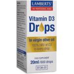 LAMBERTS Хранителна добавка витамин Д 3 течен, , Lamberts Vitamin D3 Drops 20ml